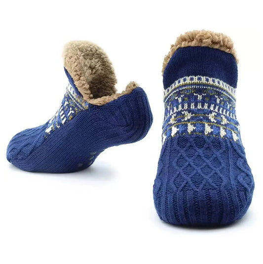 Cozy plush slipper socks, blue