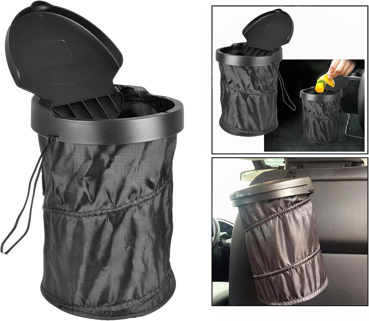 Foldable Car Trash Can with Lid
