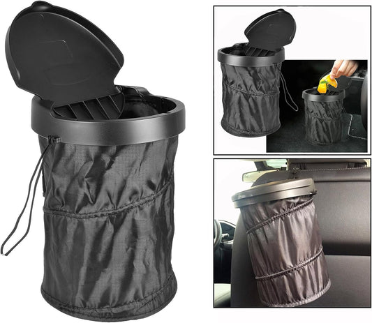 Foldable Car Trash Can with Lid