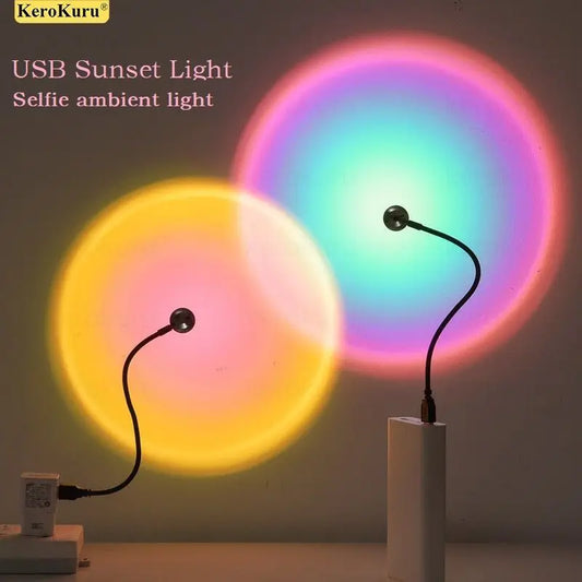 Sunset projection lamp glowing